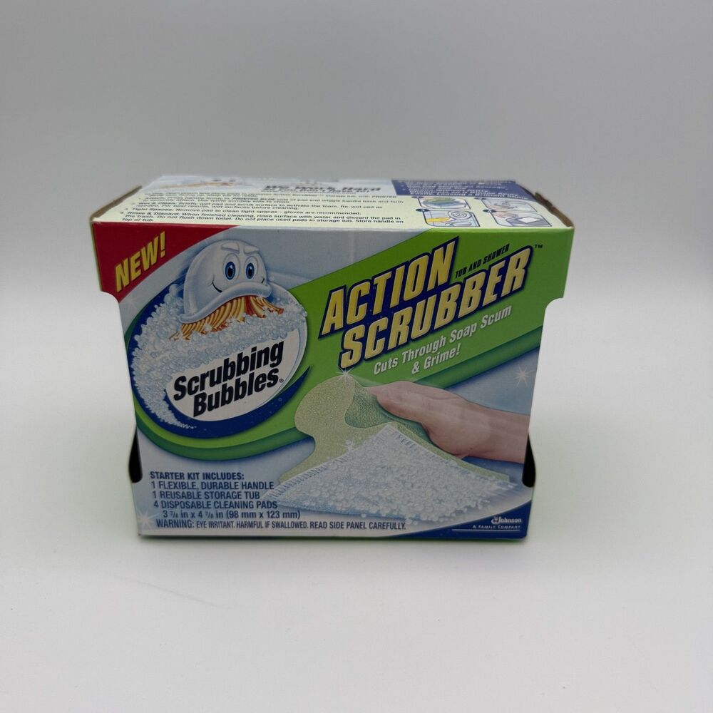 Scrubbing Bubbles Action Scrubber Tub Shower Starter Kit w/ 4 pads NOS RARE